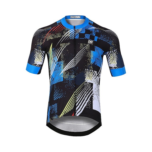  CAWANFLY Men's Short Sleeve Cycling Jersey Blue / Black Bike Jersey Top Mountain Bike MTB Road Bike Cycling Quick Dry Sports Clothing Apparel / Stretchy
