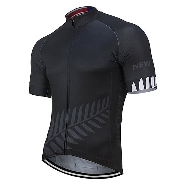  21Grams Men's Cycling Jersey Short Sleeve Bike Jersey Top with 3 Rear Pockets Mountain Bike MTB Road Bike Cycling UV Resistant Breathable Quick Dry Reflective Strips Black White Red New Zealand