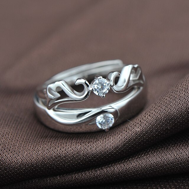  Couple Rings Sterling Silver Ladies Fashion Bridal 2pcs / Couple's / Couple's