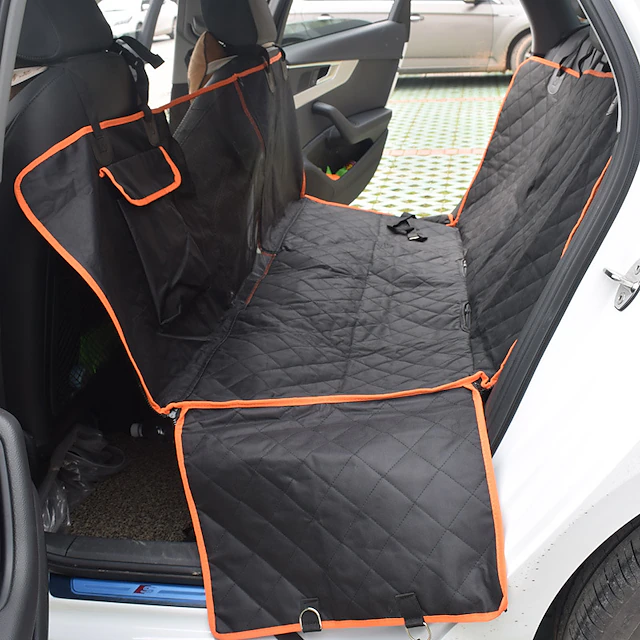 dog car seat covers 100% waterproof, dog seat cover with side flaps from scratching, pet seat cover for back seat of car/suv/truck with dog seat belt machine washable 14