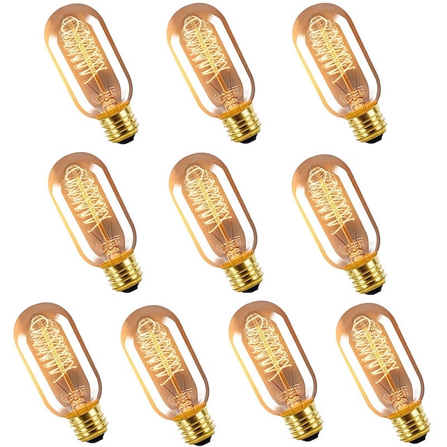  10 Stück, 6 Stück, 4 Stück, 40 W, Edison Vintage-Glühlampe, dimmbar, T45, antiker Spiralfaden, E26, E27, bernsteinfarben, warmweiß, für Heimbeleuchtung, 220–240 V