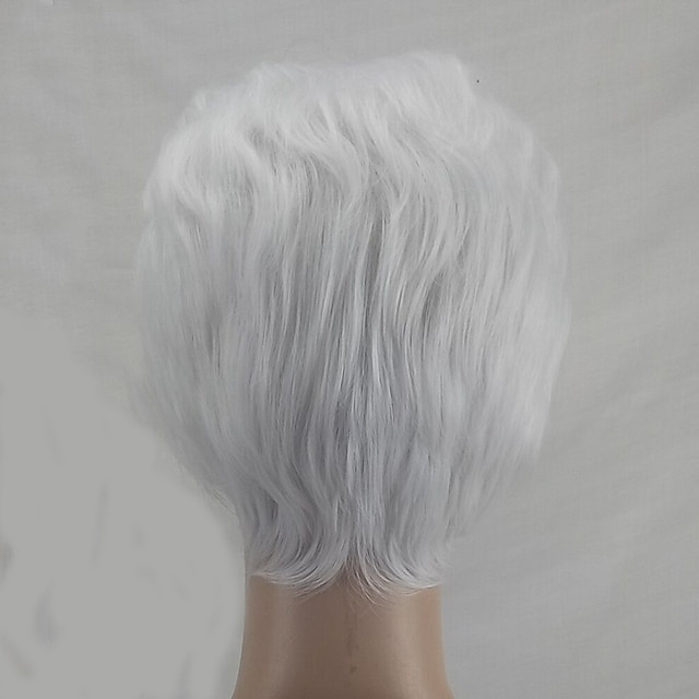 Beauty & Hair Wigs & Hair Pieces | Synthetic Wig Straight Pixie Cut Wig Short Silver Synthetic Hair 12 inch Womens Heat Resistan