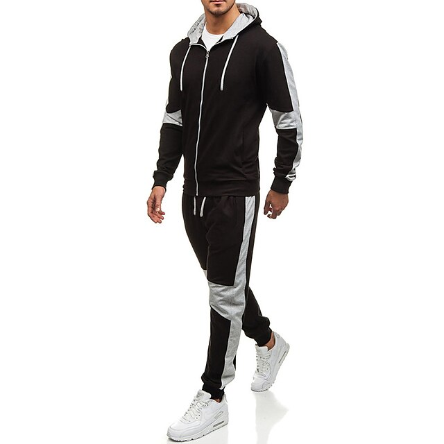 Sports & Outdoors Running, Jogging & Walking | Mens 2 Piece Full Zip Tracksuit Sweatsuit Casual Athleisure Winter Long Sleeve Co