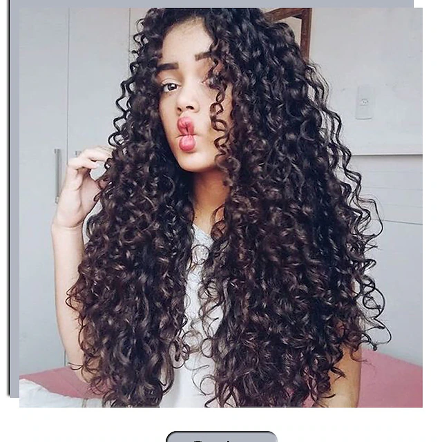 Brown Wigs for Women Synthetic Wig Afro Curly Water Wave Middle Part ...