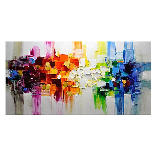  Hang-Painted öljymaalaus Maalattu Vaakatasoinen panoraama Abstrakti Asetelma Moderni Ilman Inner Frame  (ei kehystä)
