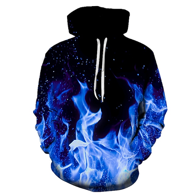  Homens Gráfico Labareda Moletom Moletons Moletom Manga Longa Moletom com capuz Com Capuz Festa Impressão 3D Bandagem Final de semana Azul Fúcsia Designer