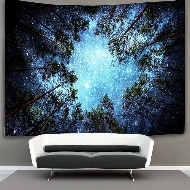 Large Wall Tapestry Art Decor Blanket Curtain Picnic Tablecloth Hanging Home Bedroom Living Room Dorm Decoration Polyester Tree Sky Star 6
