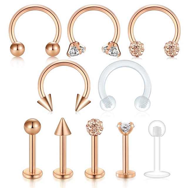  16g Cartilage Helix Tragus Boucle D'oreille Twist Spirale Barbell Anneaux À Lèvres Labret Stud Fer À Cheval Piercing Anneaux De Sourcils Tordus Piercing Pour Femmes Hommes Bijoux