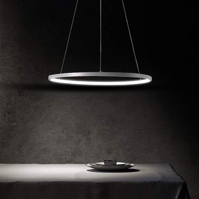  1 светильник светодиодный подвесной светильник 40см 60см 80см алюминиевый акриловый круг золотой белый черный окрашенная отделка с регулируемой яркостью для современной простой домашней кухни спальня