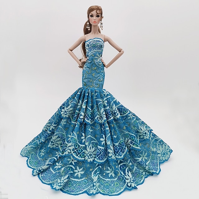  Party / Evening Dresses For Barbiedoll Lace / Satin Dress For Girl's Doll Toy