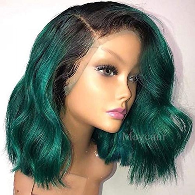 dark green bob hair