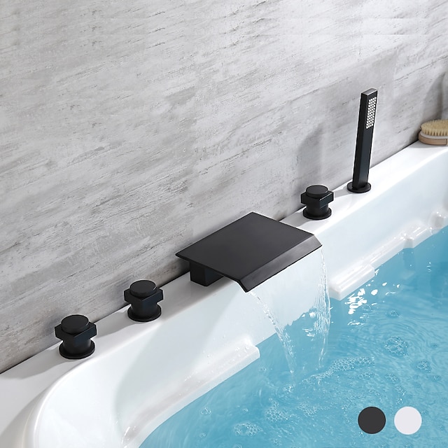  badekarkran - moderne galvanisert romersk badekar keramisk ventil badekar dusj blandebatterier
