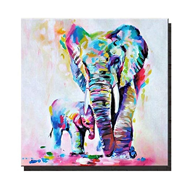  animal canvas wall art,  elephant framed oil painting modern wall art for living room bedroom office bathroom, stretched ready to hang wall decoration (16x16inch)