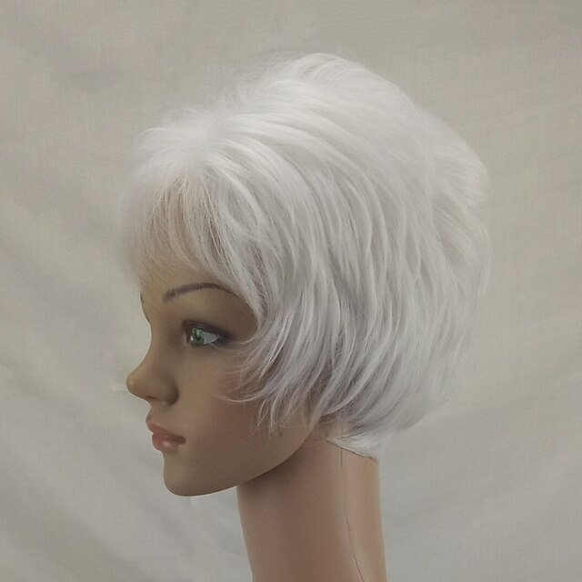 Beauty & Hair Wigs & Hair Pieces | Synthetic Wig Straight Pixie Cut Wig Short Silver Synthetic Hair 12 inch Womens Heat Resistan