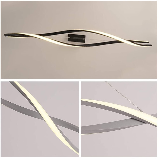 2-Light 80/100cm LED Pendant Light Wave Design Aluminum Sputnik Linear ...