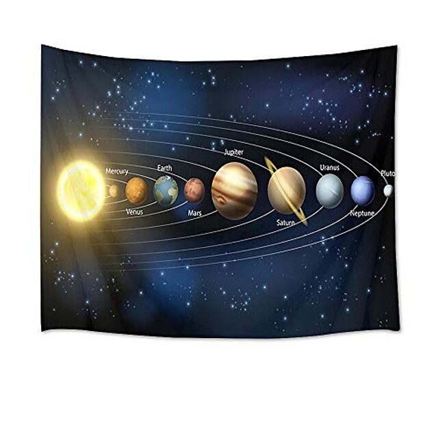  tapiserii univers planete și stele în sistemul solar tapițerie spațială pentru dormitor dormitor cameră de zi decor de perete petrecere, 80wx60h inch
