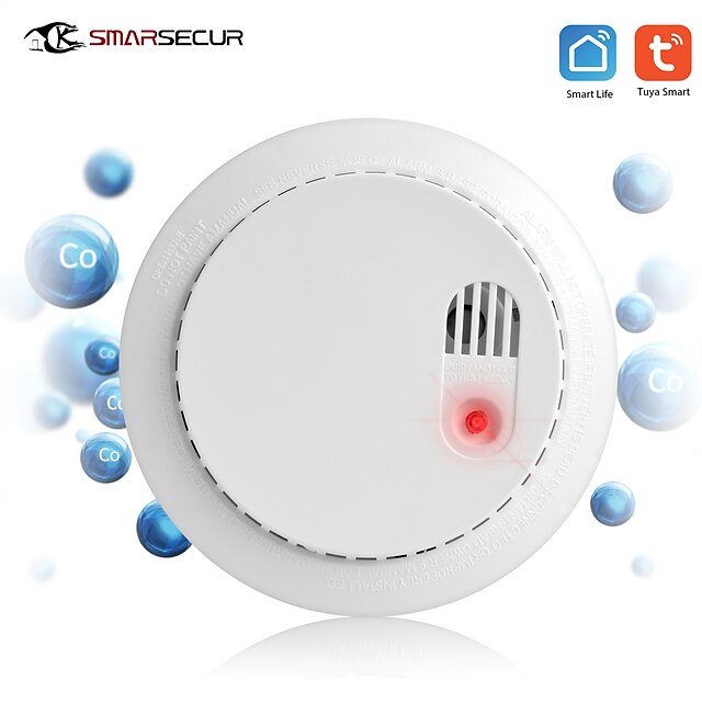  Wifi CO/Smoke Detector Security Wifi Carbon Monoxide DetectorAlarm System Support for Tuya Smart Home App