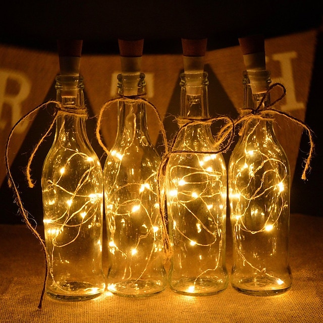  2 м винные бутылки гирлянды, 6 шт., 20 светодиодов, теплый белый, белый, красный, креативное украшение для вечеринок, праздников, рождественская елка, загорается