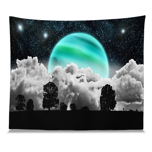  Wall Tapestry Art Decor Blanket Curtain Picnic Tablecloth Hanging Home Bedroom Living Room Dorm Decoration Polyester Trees Clouds Moon Star Views