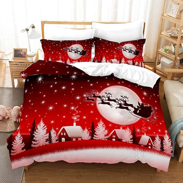  Christmas Gift Home Textiles 3D Print Bedding Set Duvet Cover Set with Pillowcase 2/3pcs Bedroom Duvet Cover Sets For Christmas Decoration