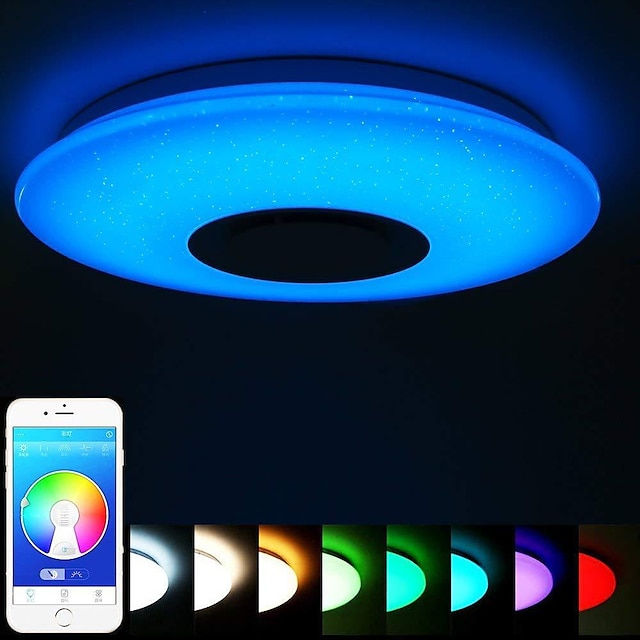  40 cm deckenleuchte bluetooth musikabsorption lichtkuppel führte buntes geschichtenlicht handy smart app hauptschlafzimmer licht
