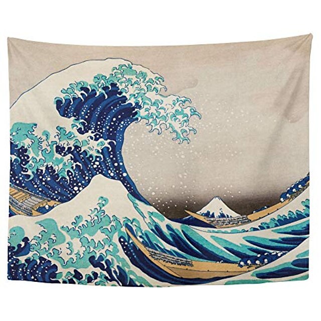  the great wave japan tapestry, wall decor art tapestry hanging for living room kitchen outdoor dorm bedroom, 70 x 60 inches