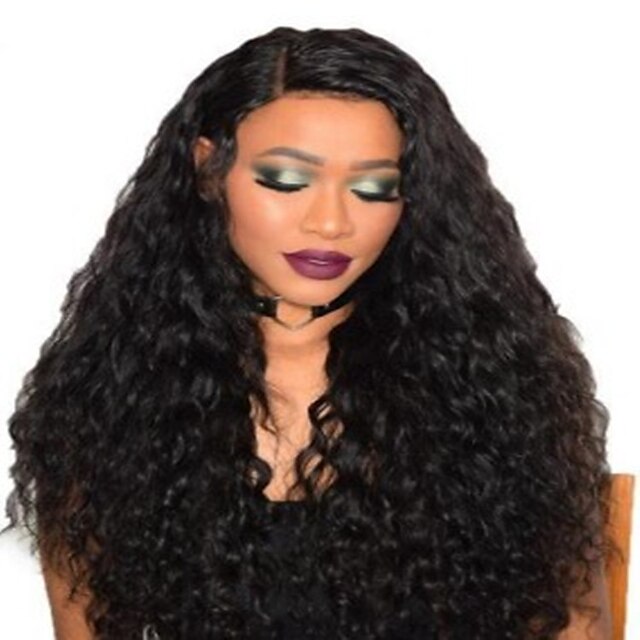  Συνθετικές Περούκες Σγουρά Αφρο σγουρά Μέσο μέρος Περούκα Μεσαίου Μήκους Μαύρο Συνθετικά μαλλιά Γυναικεία Μοδάτο Σχέδιο Χνουδωτός Μαύρο