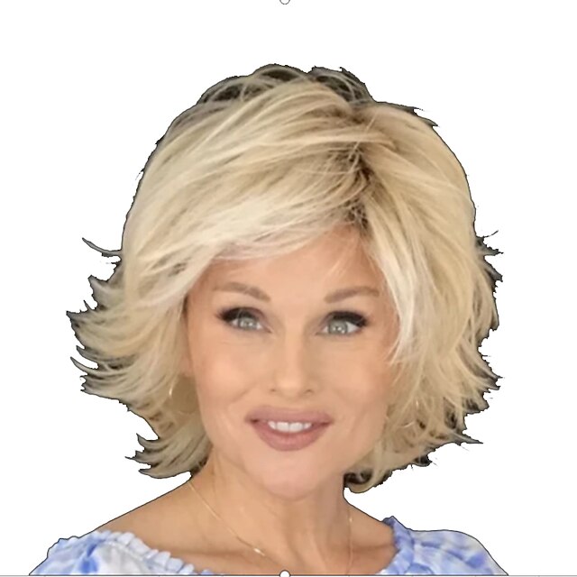 Synthetic Wig Curly Asymmetrical Wig Short Blonde Synthetic Hair 6 inch Women's Classic Exquisite Fluffy Blonde4