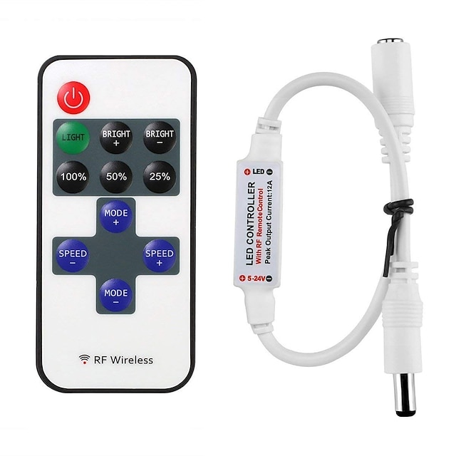 11-Key RF Mini Wireless Remote Controller with DC Connector 1 Pack Accessories of LED Under Cabinet Puck Lights 