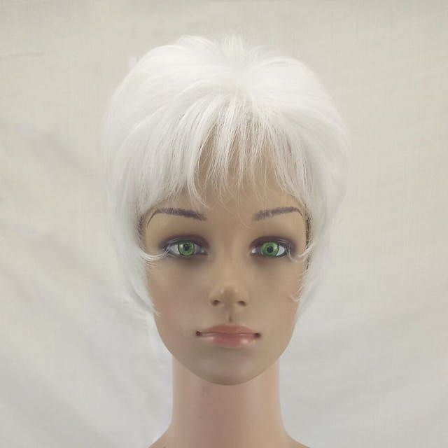 Beauty & Hair Wigs & Hair Pieces | Synthetic Wig Straight Pixie Cut Wig Short Silver Synthetic Hair 12 inch Womens Heat Resistan