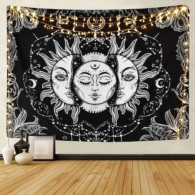 Japanese Painting Style Kanagawa Wave Wall Tapestry Art Decor Blanket Curtain Hanging Home Bedroom Living Room Decoration Ukiyo-e Sea Tarot Black White 18