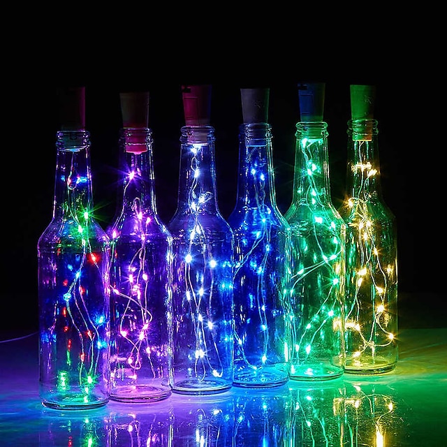  led bouteille guirlandes lumineuses en forme de liège décoration de mariage en plein air 2m led nuit lumière étoilée 30pcs 12pcs 10pcs bouchon de fil de cuivre lampe de bouteille de vin fête de