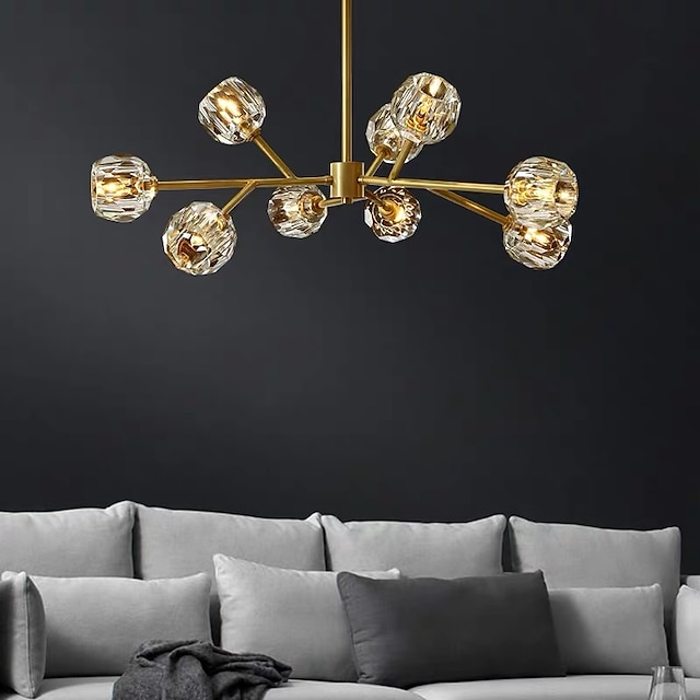  Lampadario di lusso a 9 teste da 80 cm in oro con lampadario di lusso realizzato in ottone di rame di alta qualità, moda moderna 110-120 v 220-240 v