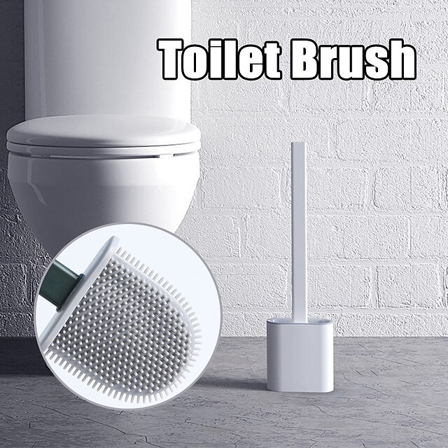 Silicone Toilet Brush and Holder Set,Revolutionary Flex Toilet Brush, Deep Cleaner Bathroom