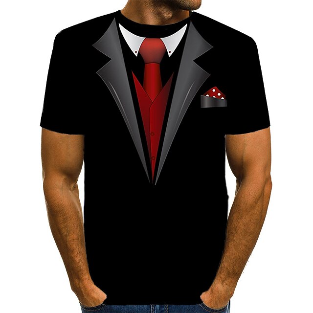 

Men's T shirt Shirt 3D Print Graphic Round Neck Daily Print Short Sleeve Tops Basic Exaggerated White Black Red