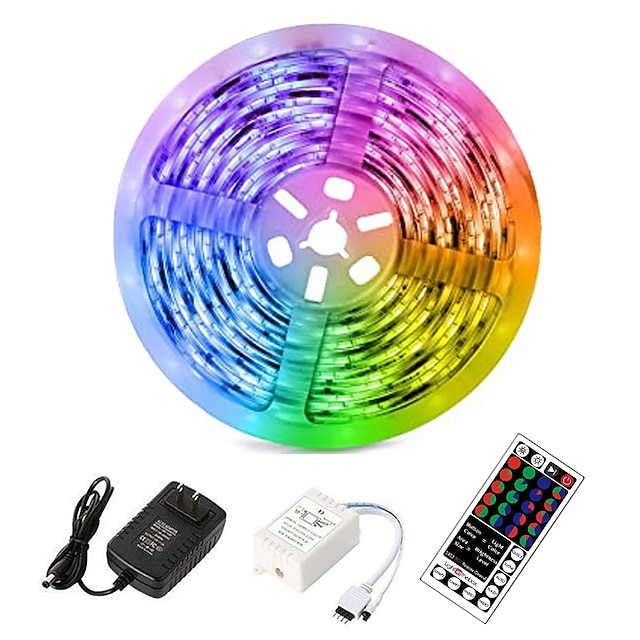  5m Flexible LED Strip Lights Light Sets RGB Tiktok Lights 2835 SMD 8mm RGB Remote Control RC Cuttable Dimmable 100-240 V Linkable Self-adhesive Color-Changing IP44