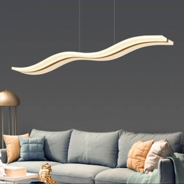  led taklampa 97cm 36w vågform akryl modernt enkelt mode hänglampa med fjärrkontroll för arbetsrum kontor matsal belysningsarmatur
