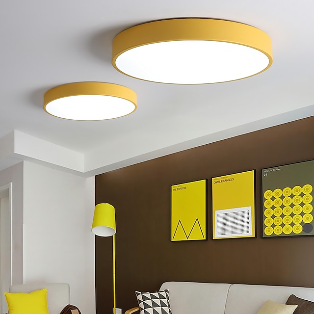  Luz de teto LED de 30 cm cilindro macaron embutido metálico colorido estilo nórdico 1 luz regulável para quarto de criança sala de jantar corredor sala de estar