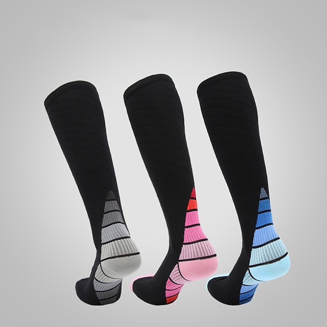 Compression Socks Athletic Sports Socks 3 Pairs Long Men's Tube Socks  Breathable Sweat wicking Comfortable Running Skateboarding Cycling Sports  Color Block Nylon Blue Grey / Street / Athleisure 8162180 2023 – $