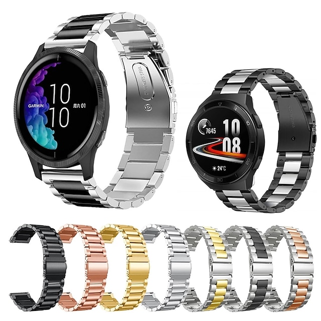  Smartwatch bånd til Garmin Fenix Chronos venu 2 Garmin vivoactive 4 Fenix Chronos Rustfrit stål Smartwatch Rem Justerbar Længde Quick Release 22mm Forretningsbånd Udskiftning Armbånd