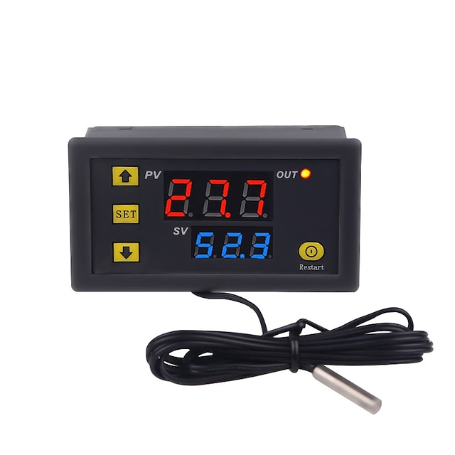  Sensor de medidor de temperatura, controlador de temperatura termostato duplo led digital regulador de temperatura detector medidor de temperatura refrigerador de calor