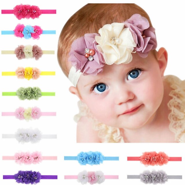  1pcs Toddler / Baby Girls' Basic Black / White / Blue Solid Colored Flower / Floral Style Spandex / Cotton Hair Accessories Blue / Purple / Yellow One-Size / Headbands