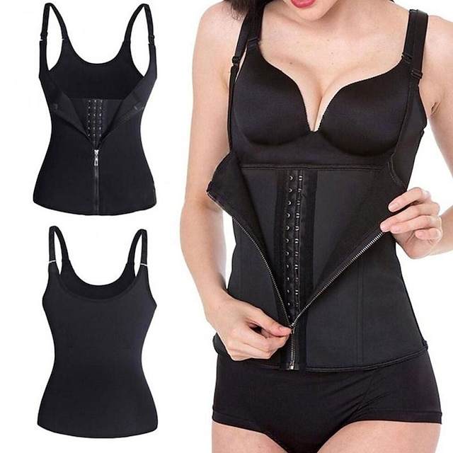  Neoprene Tank Top Waist Trainer Corset Vest Hot Sweat Workout Tank Top Slimming Vest Sports Polyester Neoprene Gym Workout Exercise & Fitness Running Zipper Tummy Control Slimming Weight Loss For