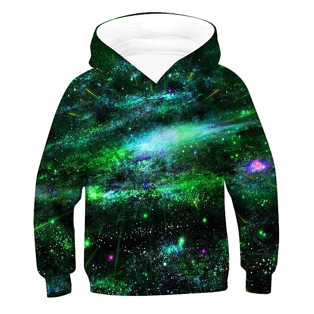 Baby & Kids Boys Clothing | Kids Boys Hoodie Long Sleeve 3D Print Galaxy Green Purple Army Green Children Tops Fall Winter Activ