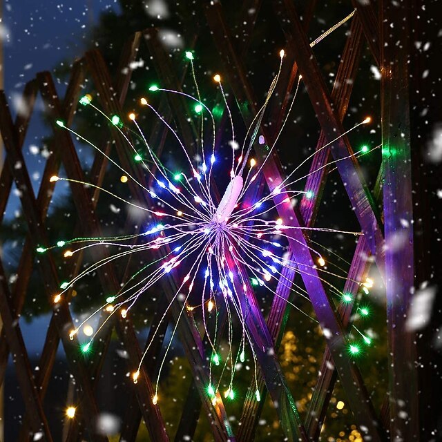 Guirlande Lumineuse Feu D'artifice USB – 4 Lampes Pissenlit 120 LED, Télécommande, 8 Modes, IP44