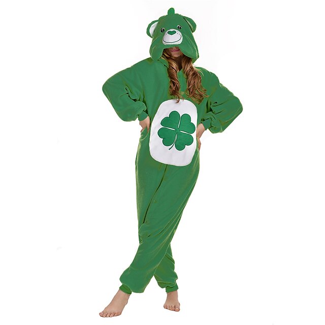  Adults' Kigurumi Pajamas Bear Animal Onesie Pajamas Polar Fleece Green Cosplay For Men and Women Animal Sleepwear Cartoon Festival / Holiday Costumes / Leotard / Onesie / Leotard / Onesie