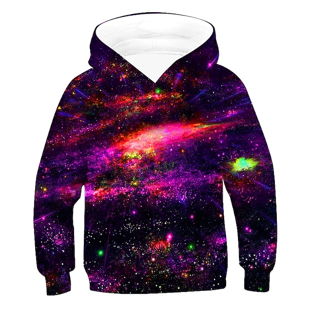 Baby & Kids Boys Clothing | Kids Boys Hoodie Long Sleeve 3D Print Galaxy Green Purple Army Green Children Tops Fall Winter Activ