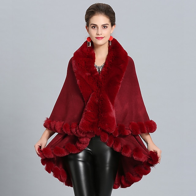  Long Sleeve Capes Faux Fur Wedding / Party / Evening Shawl & Wrap / Women's Wrap With Split Joint / Solid