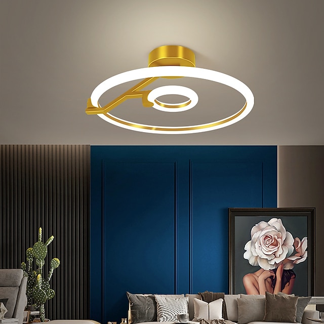  1 głowica / 2 głowice Lampa sufitowa LED Okrągły kształt Nordic Nowoczesny Prosty Złoty Czarny Sypialnia Salon Biuro