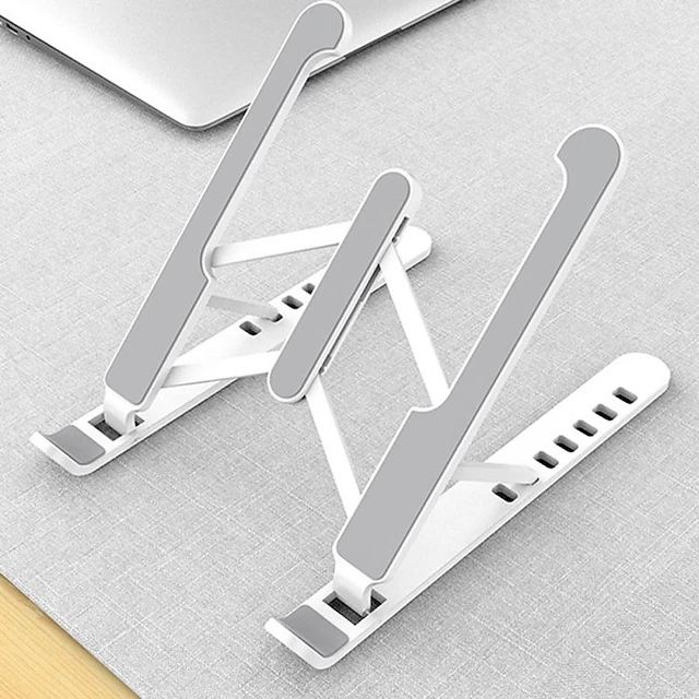 Adjustable Foldable Laptop Stand Non-slip Desktop Laptop Tablets racks Support for ipad Stand Folding Laptop Stand Holder Aluminum Portable Desk Silicone Bottom Non-Slip Mounts 9